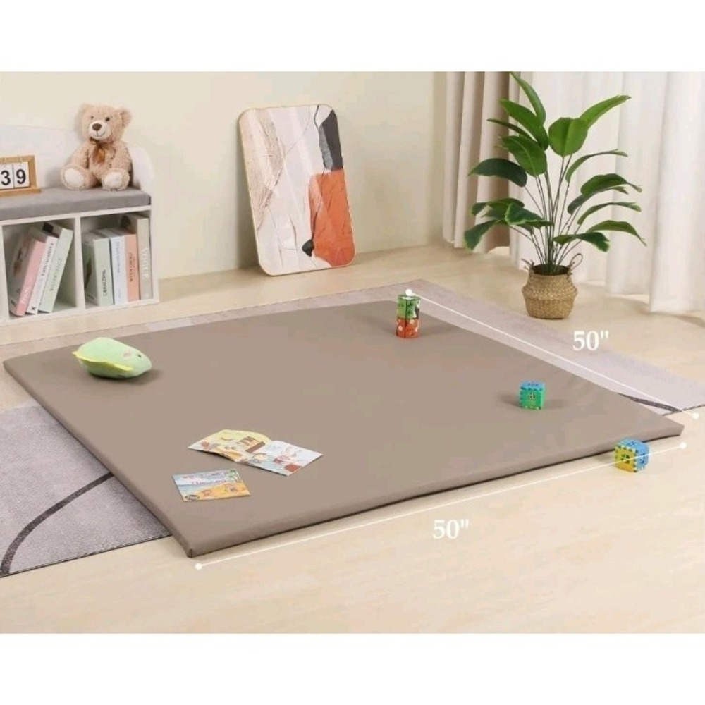 New 50"x50" Leather Baby Play Mat, 2" Memory Foam Tummy Time